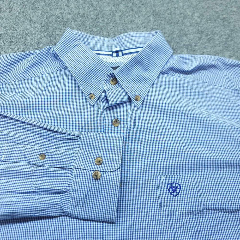 Ariat Pro Series Mens XL Blue Gingham Western Performance Shirt 10017101